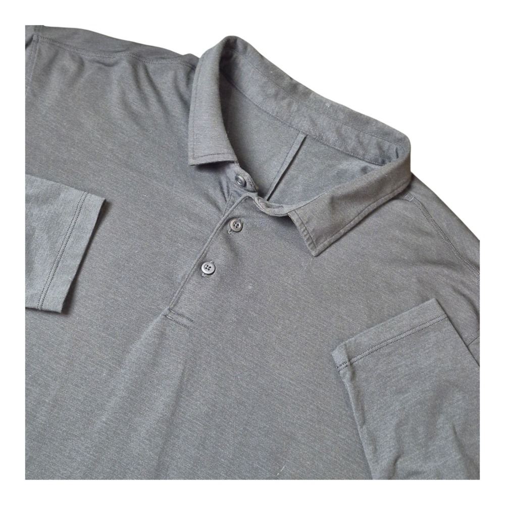 Lululemon Men XL Black Long Sleeve Polo Shirt Golf‎ Performance Athletic Stretch